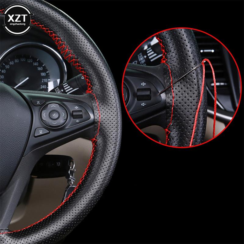 Hot Sale 42cm 45cm 47cm 50CM Kryt na volant pro auto náklaďák Autobus DIY Ručně vyráběný kryt na volant z pravé kůže