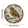 Vintage Robin Bird Theme Round Aluminum Sign Rustic Home Decor for Kitchen Garden Club Garage and Office