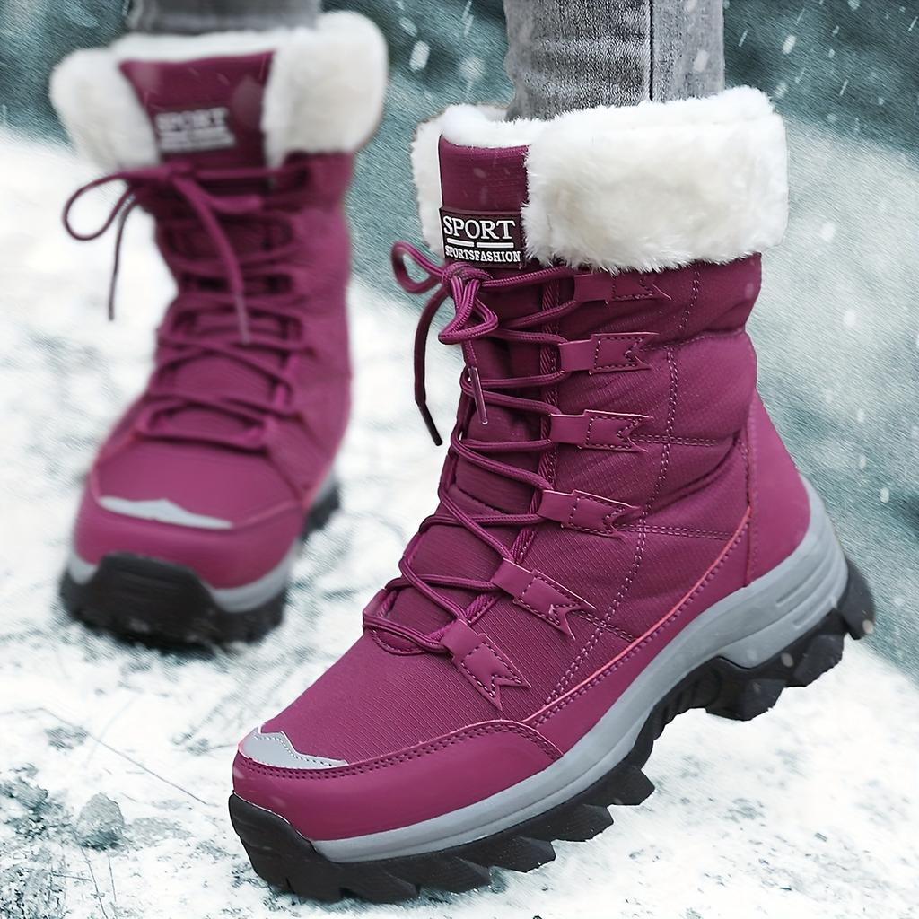 Women's Mid-Calf Boots Northern Winter Boots with Fleece Lining and Thick Sole for Warmth