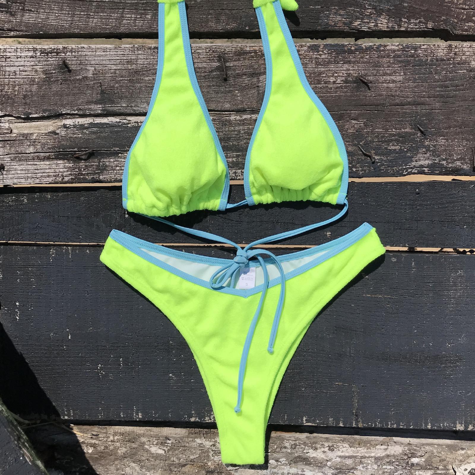 

Новый сексуальный купальник-бикини из двух частей, однотонный купальник с завязками L