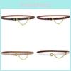 Womens Leather Belt With Metal Chain Decor For Elegant Dress And Suit Styling