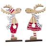 1PC Christmas Decoration DIY Wood Painted Christmas Elk Decoration Desktop Stitching Decoration Child Christmas Pendant Gift