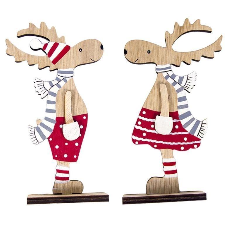 1PC Christmas Decoration DIY Wood Painted Christmas Elk Decoration Desktop Stitching Decoration Child Christmas Pendant Gift