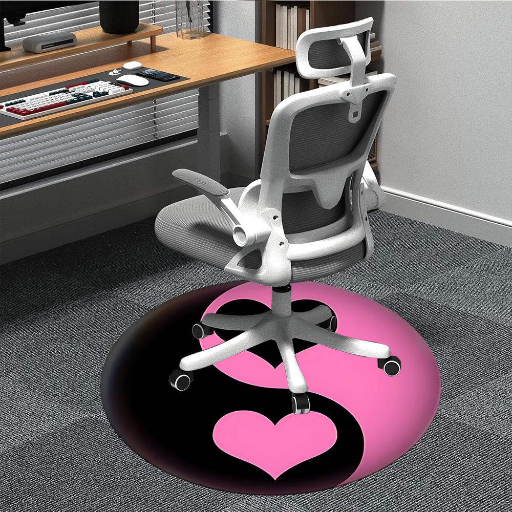 

1pc Heart Yin Yang Chair Carpet for Office, Soft Comfortable Mat For Office, Living Room, Bedroom, Machine Washable Carpet yy251112110 80cm by 80cm
