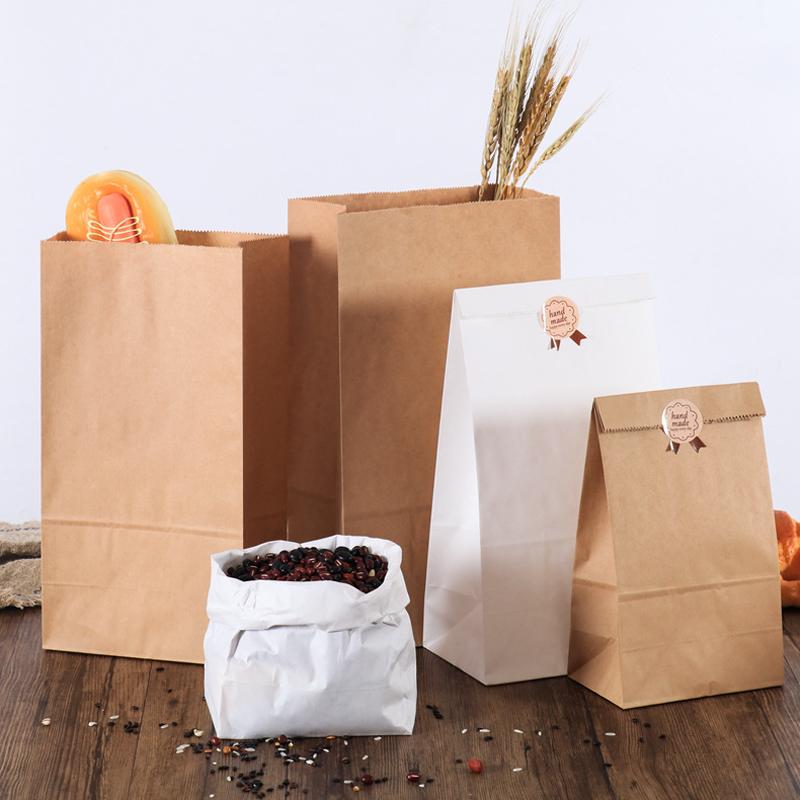 100pcs kraft paper bag gift bags packaging biscuit candy food cookie bread seen snacks baking takeaway bags