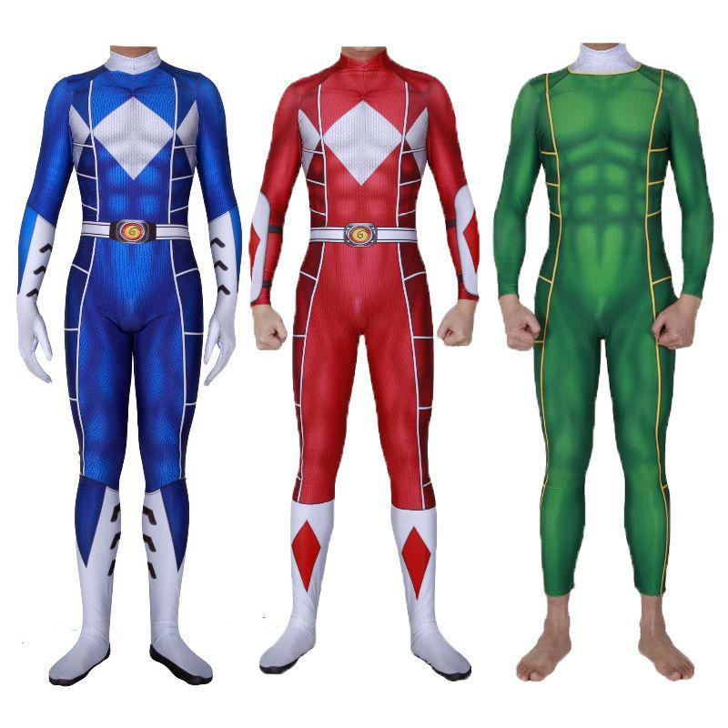 Halloween Power Rangers Bodysuit Spandex Cosplay Costume Unisex Kids Party Adult