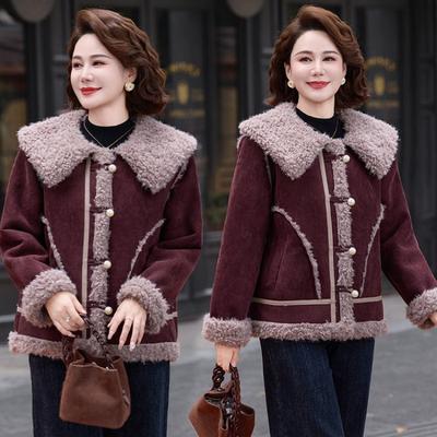 Mom Winter Clothing Fur Integrated Jacket Warm New Middle-aged Women's Clothing Fashion Thickened Thermal Top Women