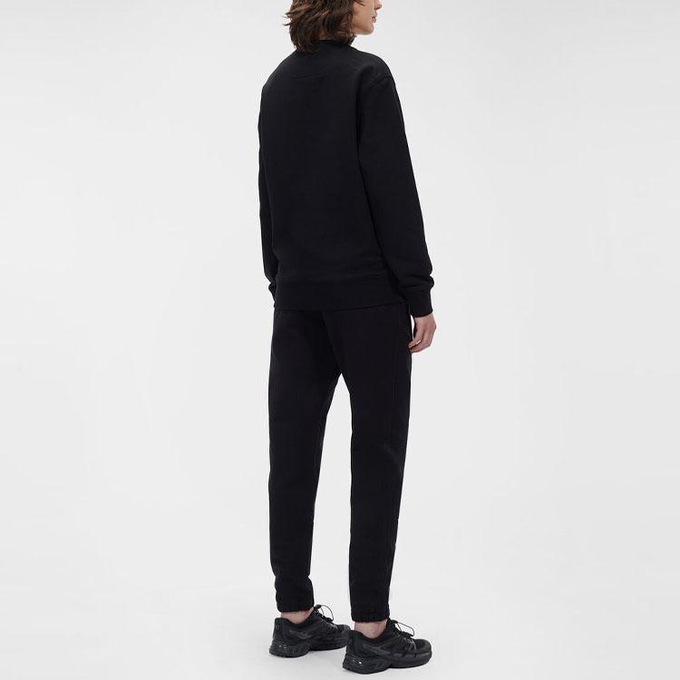 C.P. Company Solid Color Letter Print Crew Neck Long Sleeve Sweatshirt Unisex Sweatshirt Black 14CMSS085A005086W999