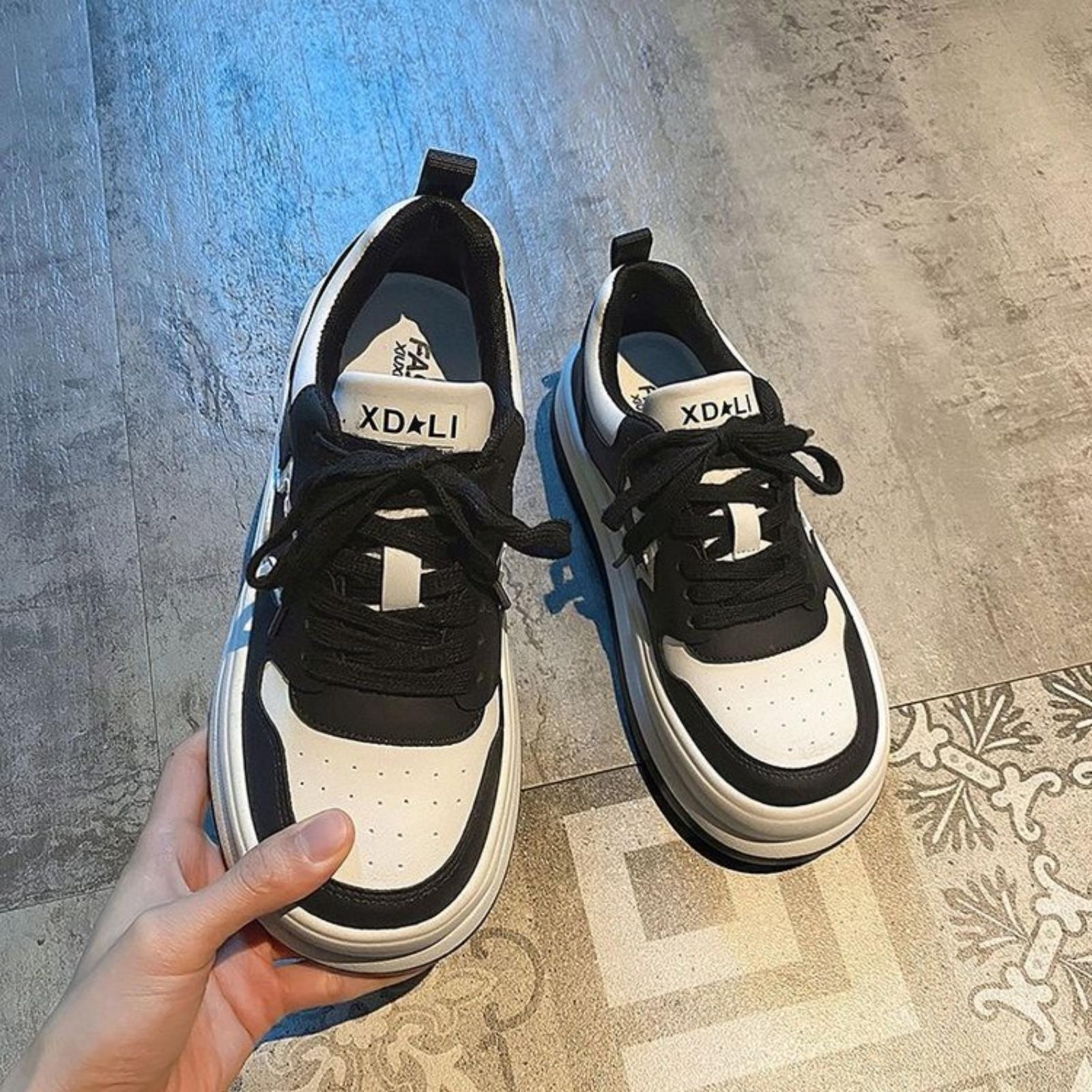 

Chunky Sole Star-Print For Women Soft-Sole Color-Blocked Fashionable Casual Athletic Shoes Trendy 40 чёрный