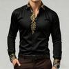 2025 Herren Neue Modische Hohe Qualität Gold Muster Satin Hohe Qualität Herren Langarm Kragen Hemd Geeignet für Party Wearin