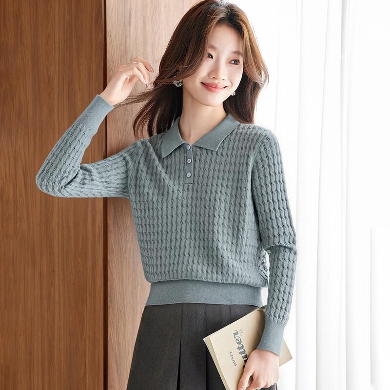 Srcr Women's 42-Count Ultra-Fine Wool Lapel Cable Knit Sweater