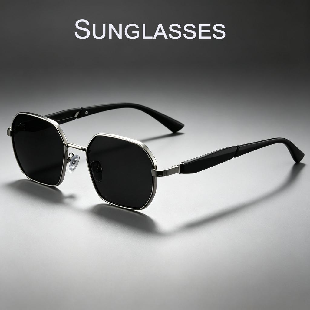 2026 Men Metal Polygonal Irregular Sunglasses, UV400 Classic Driving Shades, Sunscreen Eyewear for Outdoor Selfie