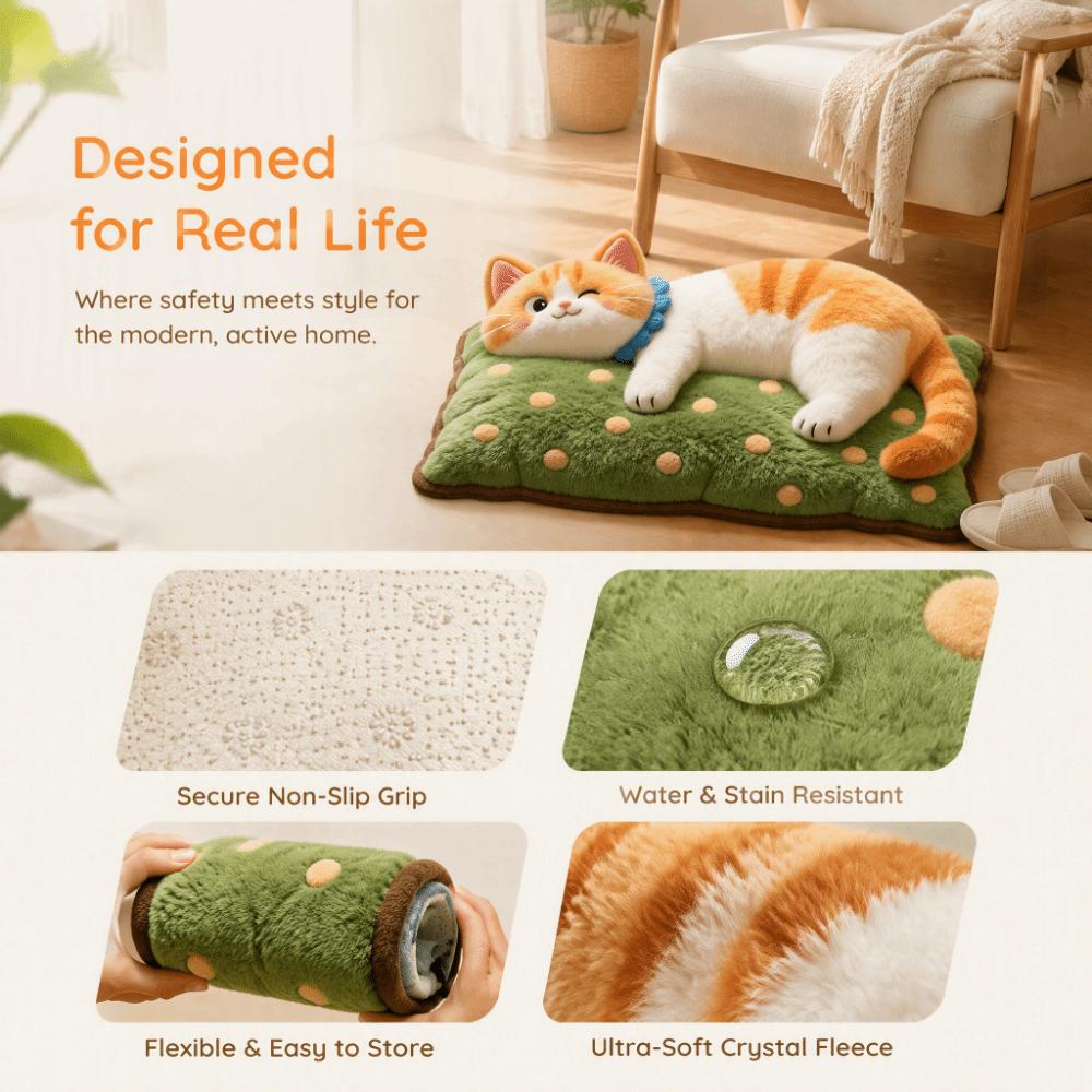 Non-Slip Cat  Area Rug 2D Cartoon Carpet Soft Home Decor Carpet  Living Rooms