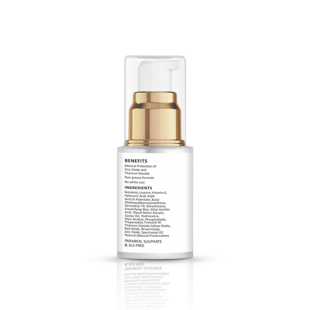 Svarasya Ojas Sunscreen SPF 30 PA+++ | Mineral Based Tinted Sunscreen | Protection Against UVA/UVB rays | Lightweight & No White Cast | For All S