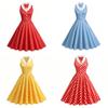 Vintage Summer Dress For Women With Polka Dot Pattern Cotton Blend For Casual And Party Wear