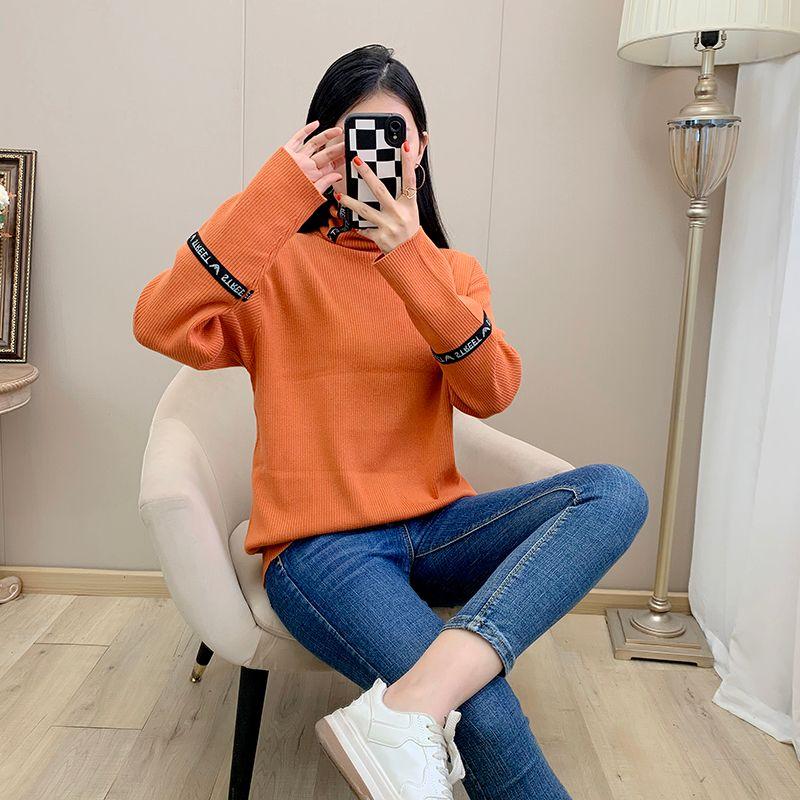 

Sunshine House Fall and Winter New Arrival Domestic Counter Too * N High Collar Women s Clothing Long Sleeves Sweater Plus Size Base Knitwear Orange M: Bust size 100-110