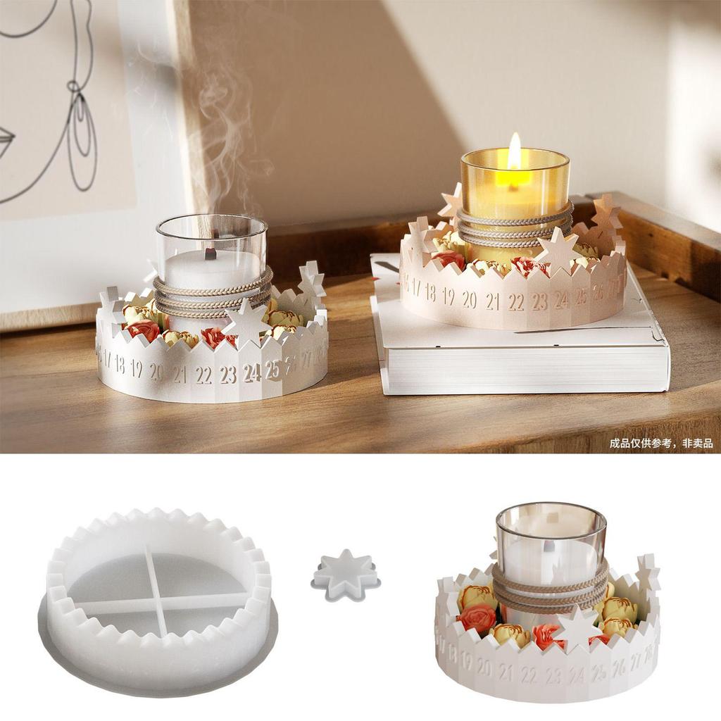 Christmas Molds Christmas Candle Holder Mold Advent Reusable Moulds 2 Pieces For Holiday Craft Plaster Concrete Cement Art