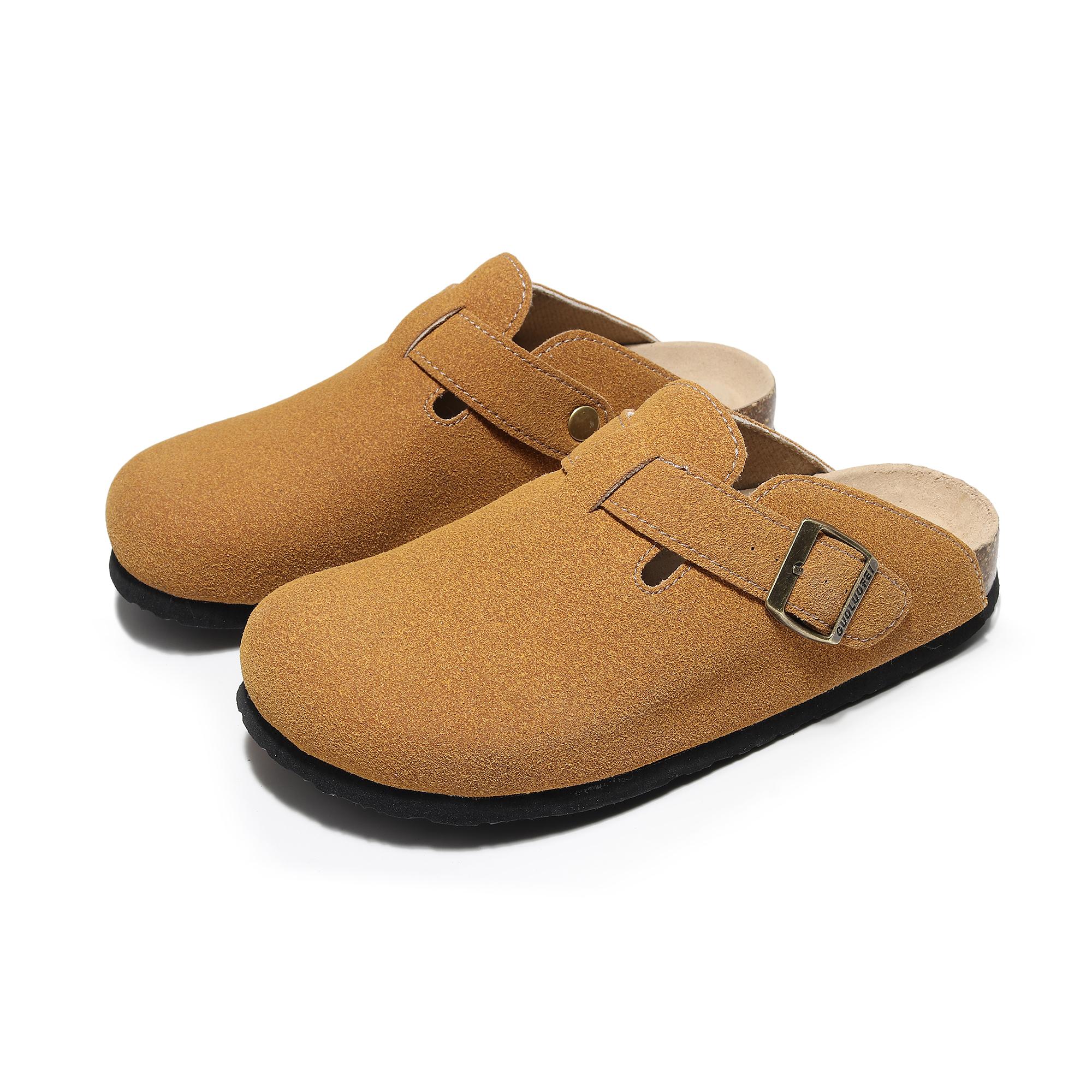 

Guoluofei женские закрытые пробковые тапочки мюли сабо пробковые сандалии для мужчин спилковая кожа садовые горки пробковая обувь 45