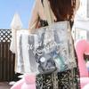 Cosmetic Pouch Beach Tote - Lightweight Beach Bag with Phone Pouch Waterproof Foldable Tote Bag for Beach, Pool,  Vacation