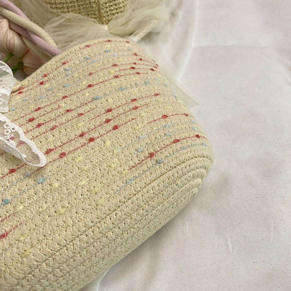 Shoulder Bag Woven Tote Bag Korean Style Summer Beach Bag Simple Pink Tote Handbag  Storage