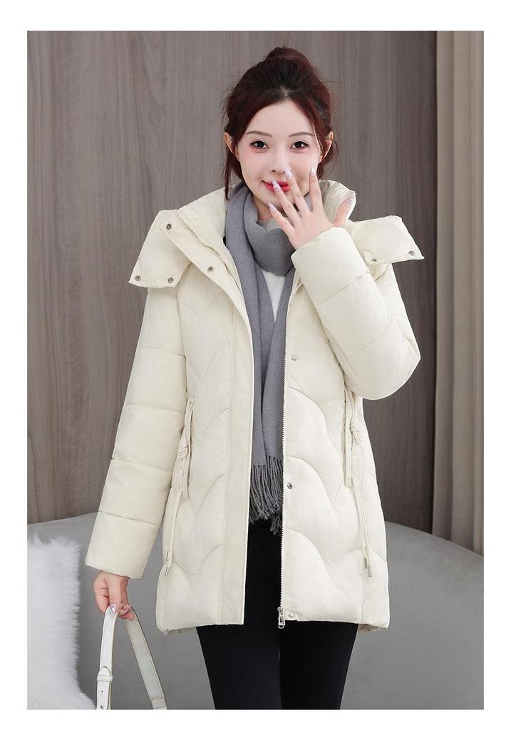 Women's Korean Style Slimming Mid-length Cotton Jacket - Winter 2026 Fashion, Plus Size Available
