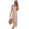 Damen trägerloser Schlauchtop mit geraffter Taille, Jumpsuit mit weitem Bein