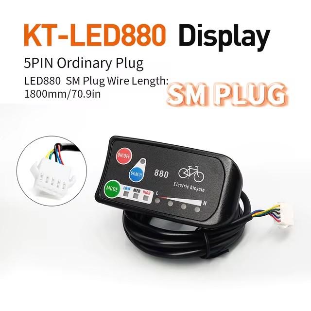 24V 36V 48V Electric Bike Intelligent Display for E-Bike Conversion Kit Accessories Waterproof/SM Plug Ebike Display KT-LED880