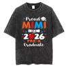 Retro Cool Moms Club T Shirt Groovy Flower Letter Print Vintage Washed Cotton Loose Fit Short Sleeve Tops Gift  for Trendy Moms