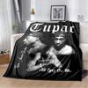 Tupac Shakur Thunder Double Portrait All Eyez On Me Thug Life Flannel Blanket Soft Warm Washable 90s Hip Hop Fan Sofa Bedroom Decor Throw