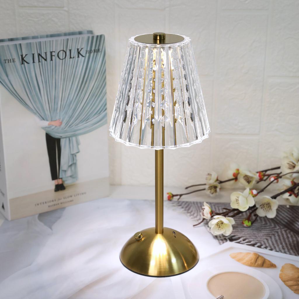 Adjustable LED Crystal Desk Lamp, Touch Control, Tri Color Adjustment, with USB Charging for Home Decoration and Night Lighting