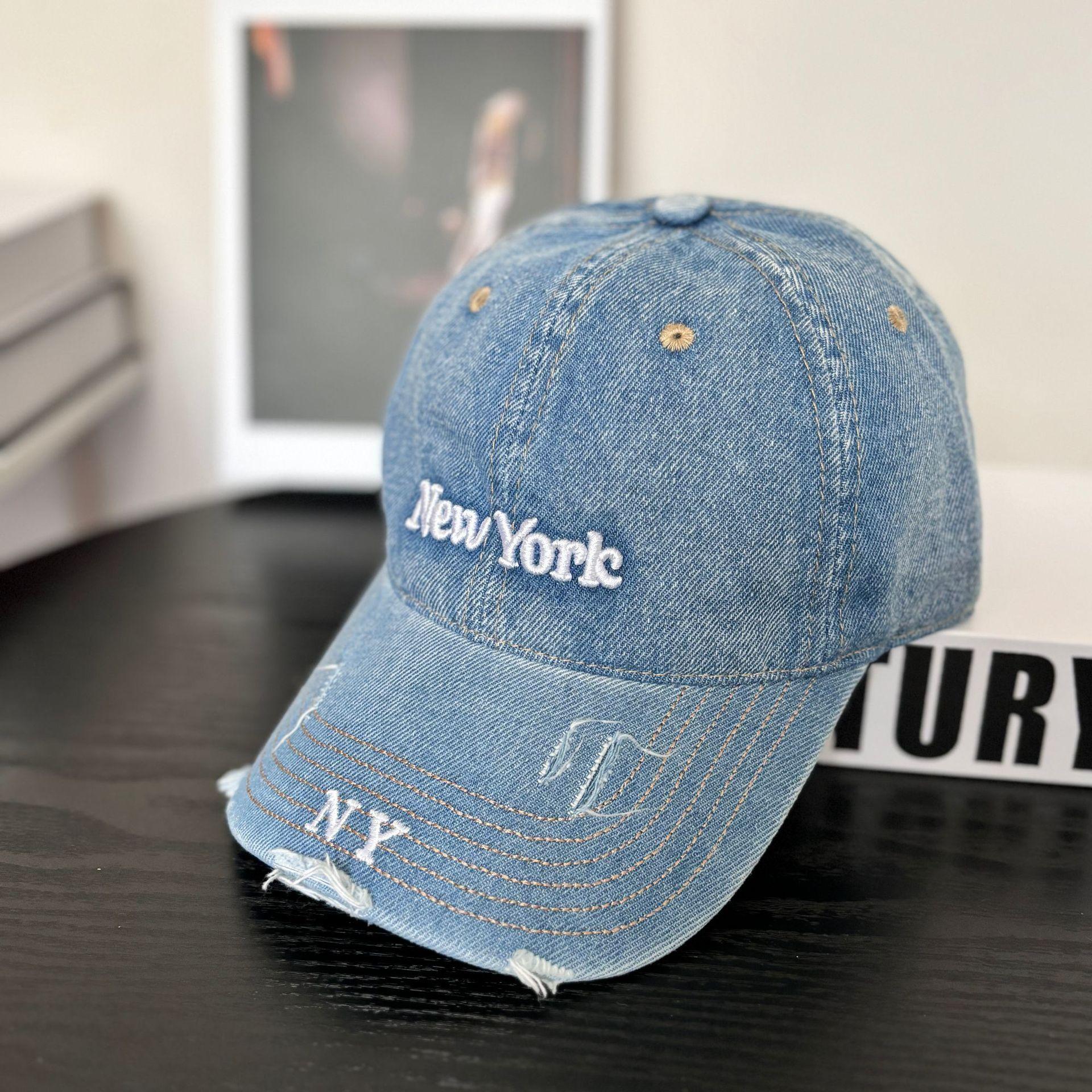 

Initial Fashion Ripped Street Hard Top Baseball Cap Men s and Women s Sun Hat Hip Hop Tide Alphabet Versatile Duck M（56-58cm）