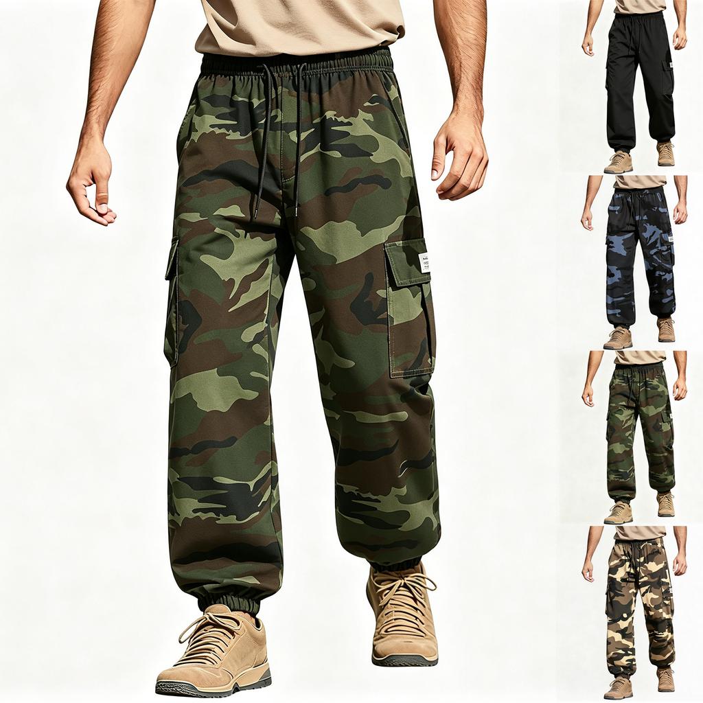 Men's Cargo Jogger Pants Lightweight Outdoor Workwear Multi Pocket Utility Tapered Bottom Casual Trousers for Summer Sports