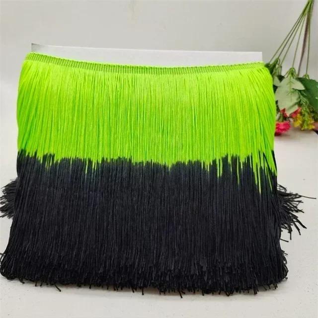 Meetee 2/3/5M 20cm Coloured Fringe Tassel Clothing Curtain Lace Trim Webbing Ribbons for Sewing Latin Dress Fabric Accessories
