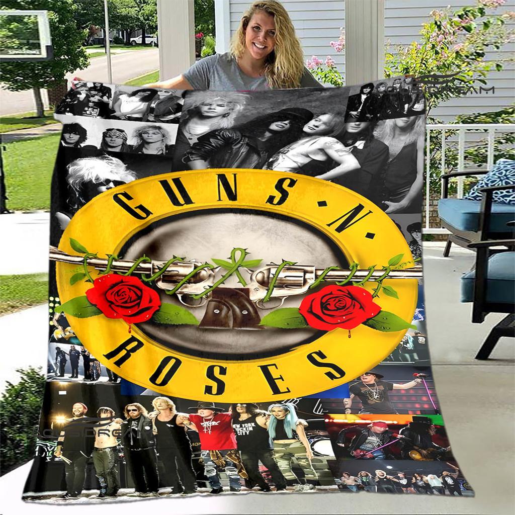 Guns n'roses band retro print blanket Flannel Soft Comfort Blanket Home Travel Blanket Kids Warm Blanket birthday gift
