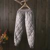 Women Winter Pants High Elastic Waist Thick Padded Solid Color Loose Soft Ankle-banded Casual Pockets Lightweight Lady Down Trousers