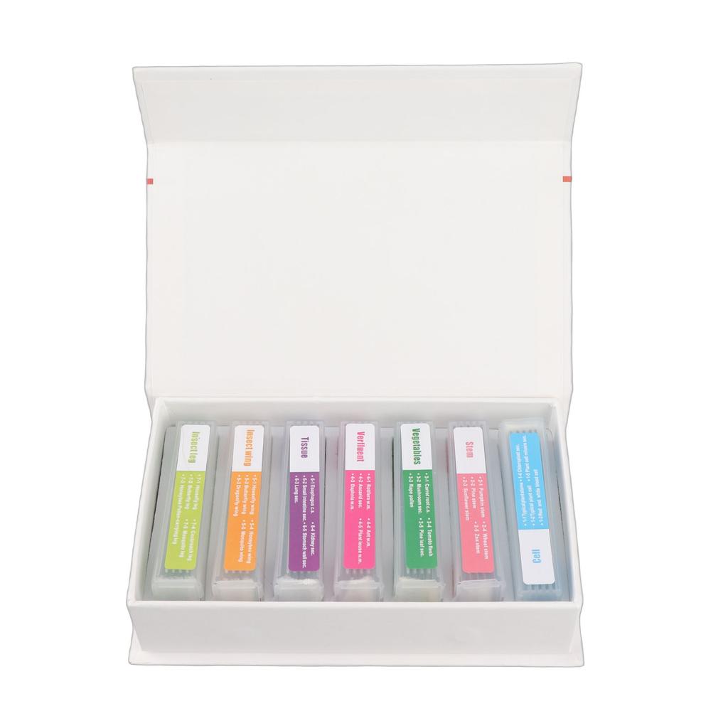 35pcs Biology Glass Prepared Microscope Slides Lab Specimens Set