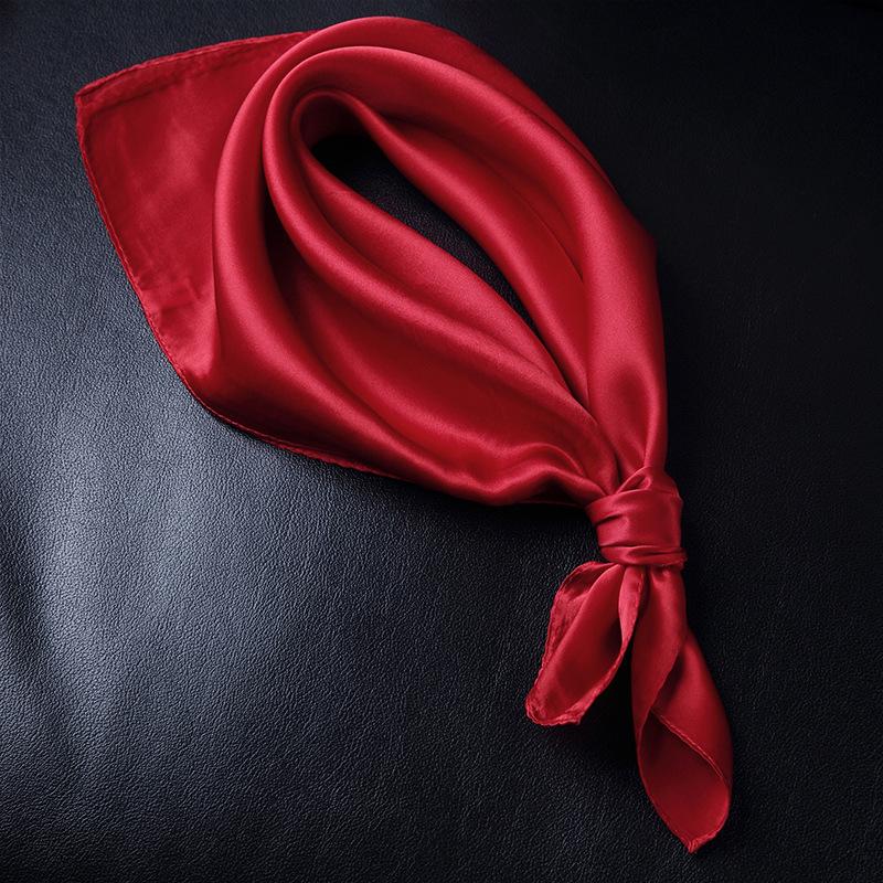 Pañuelo Cuadrado de Satén Versátil - Color Sólido Unisex para Primavera y Otoño