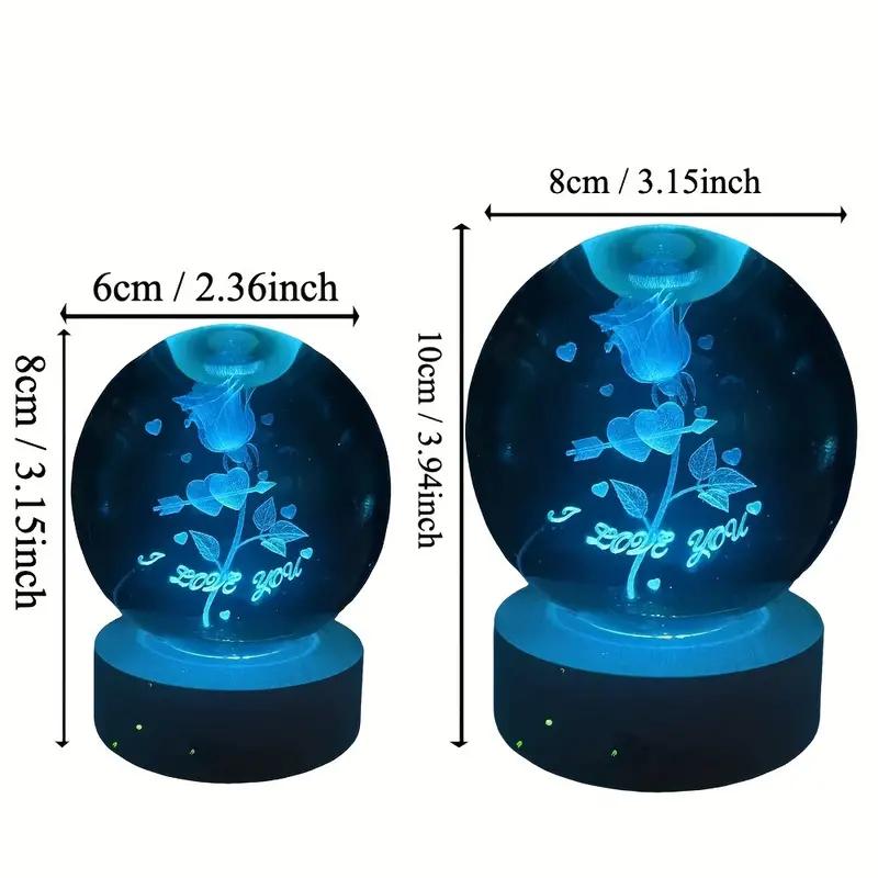 1pc 3D Rose Crystal Ball nightlight, the perfect gift for her on Valentine's Day, Christmas, birthdays and anniversaries