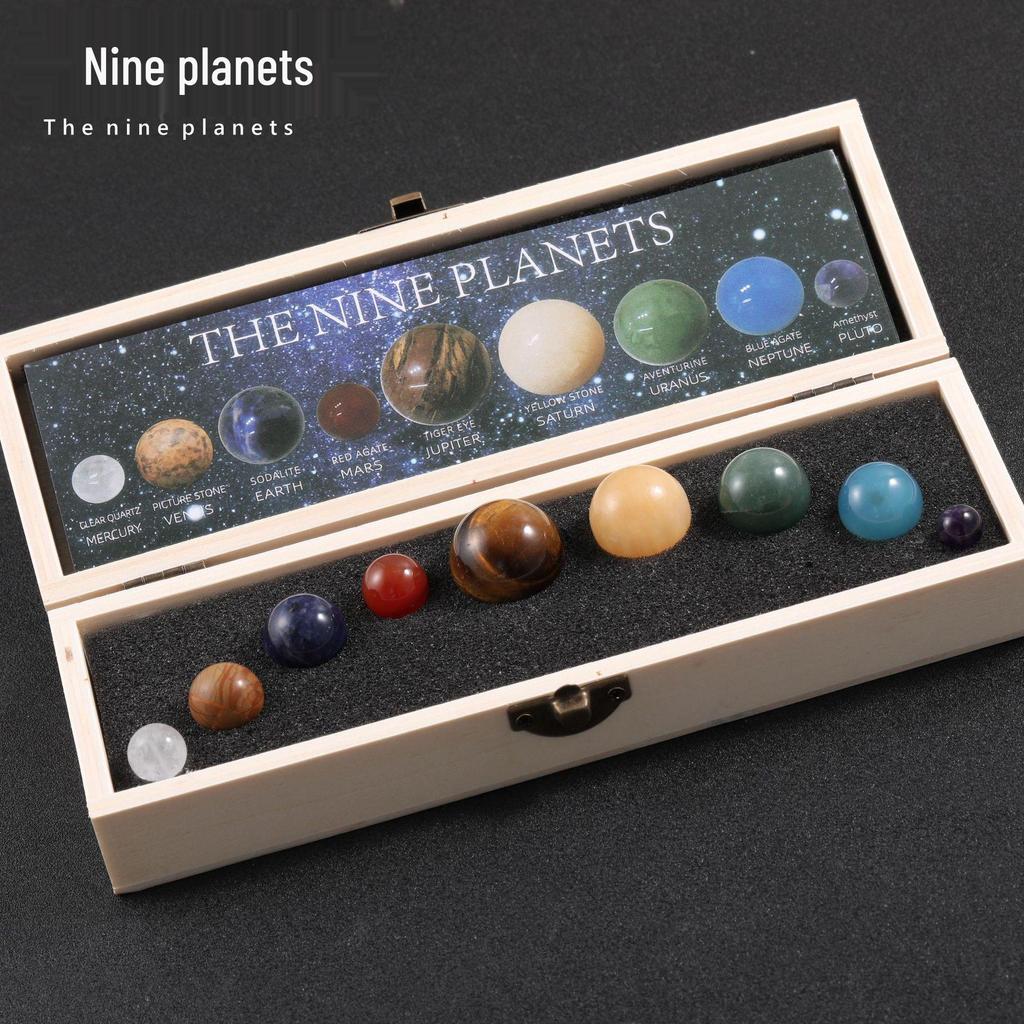 Natural Crystal Solar System Set: Nine Planetary Crystal Balls and Meteorite Specimens