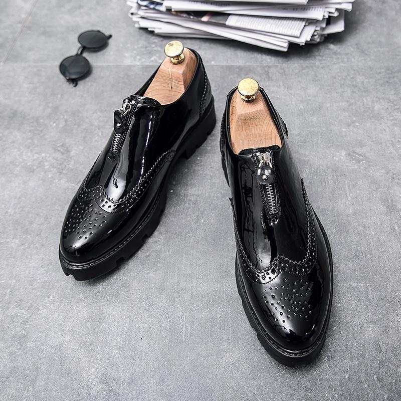 Luxury Brand Men's Glossy Leather Shoes High-end Office Business Dress Shoes Low Heels Men's Casual Shoes Pointed Fashionable