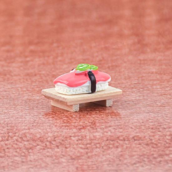 1 Set 1:12 Dollhouse Food Realistic Miniature Sushi Model with Plate Pretend Play Toy for Micro Landscape