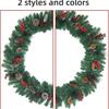 Weihnachtsszene Dekoration: Baumranken-Paket mit Tannenzapfen, roten Beeren und Ornamenten für Fenster oder Kamin
