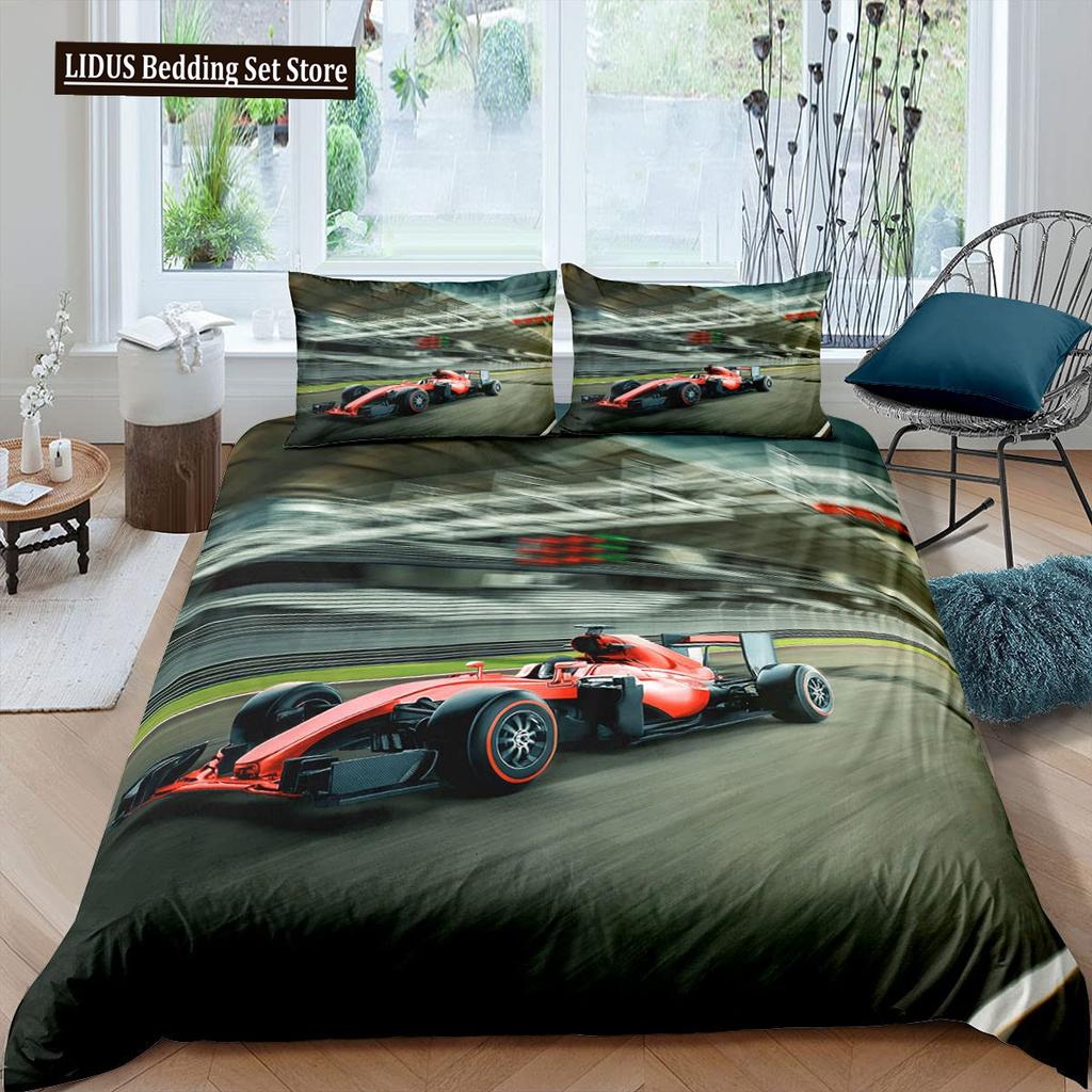 Závodní auto Povlečení Set Velikost Queen 3D Potisk Auta Povlečení Stylová Dekorace Kluci Sport Přikrývka Povlak Rychlost Sportovní Auto Přikrývka Set