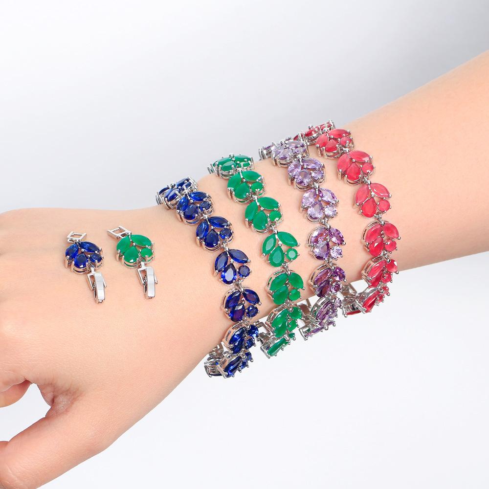 Bracelet Fleur Zircon Incrusté de Cuivre Bijoux Ruili Accessoires de Banquet Cadeau Bijoux