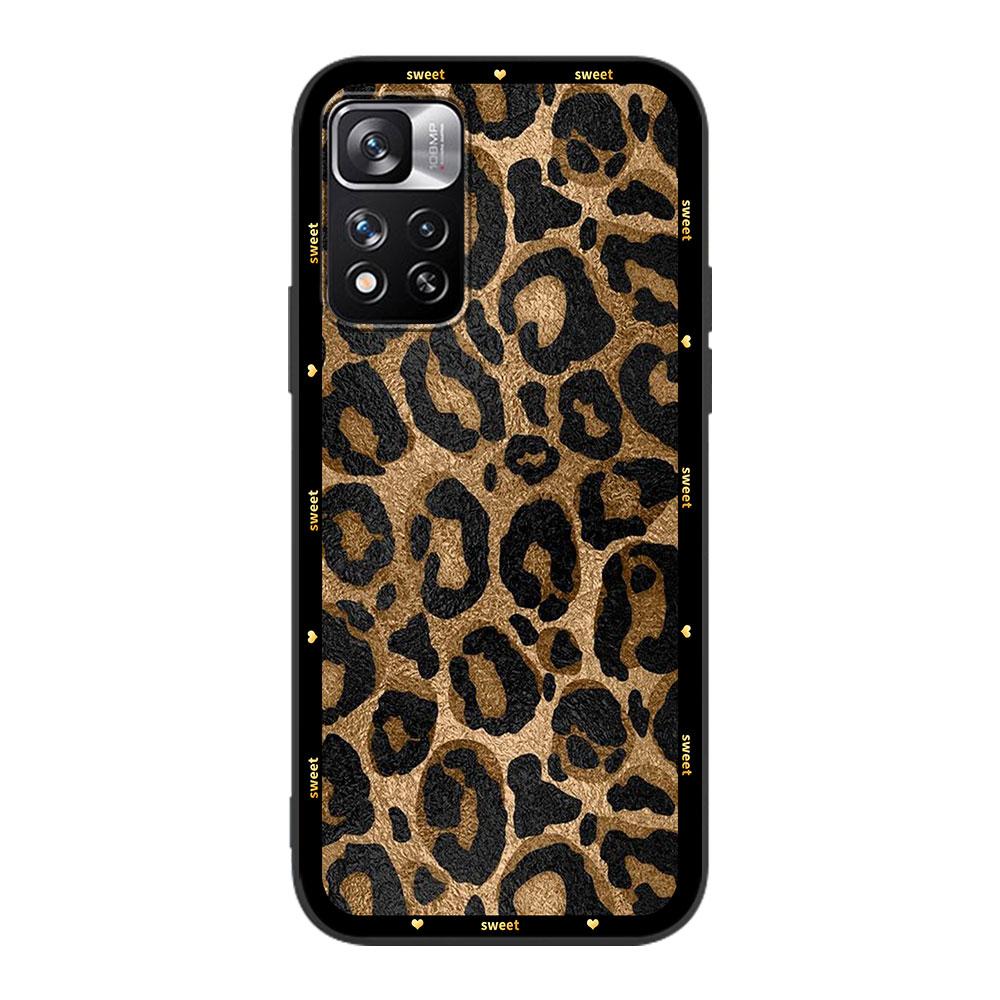 Case for Xiaomi Redmi Note 12 9S 8 10 11 Pro 10C 9C 9A 8T 8A 10S 11T 11E 9T 9i Black Silicone Phone Cover Animal Leopard Print