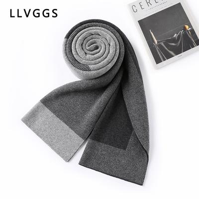 Spring New Contrasting Color Cashmere Scarf Knitted Wool Warm Scarf Men's Simple Fashion Versatile Scarf Can Be
