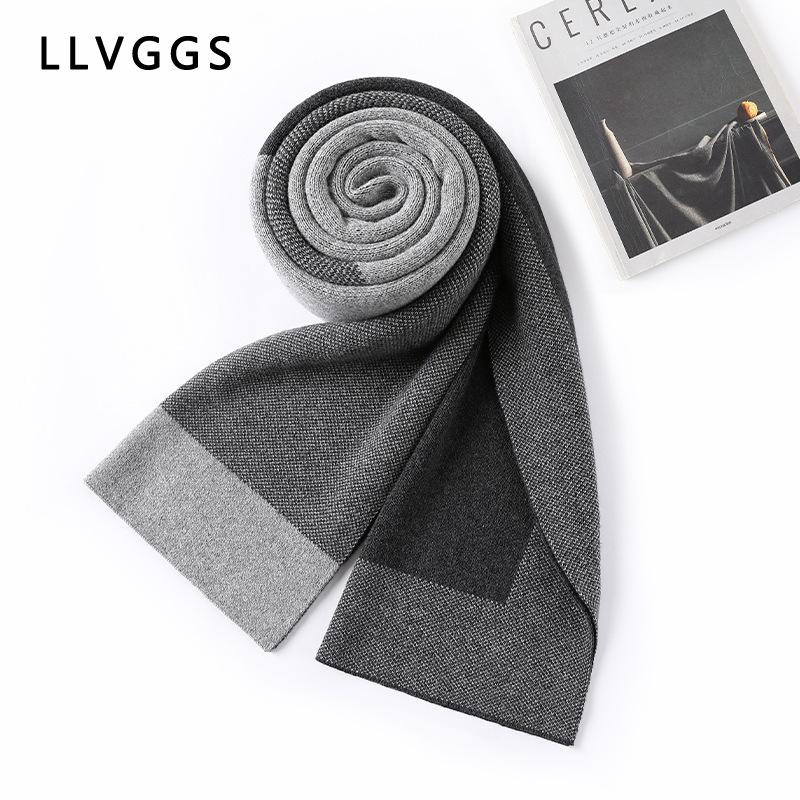 

Spring new contrasting color cashmere scarf knitted wool warm scarf men s simple fashion versatile scarf can be 180cm темно-сірий