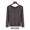 Korean Half-High Collar Slim Fit Modal T-Shirt - Long-Sleeve Solid Color Top