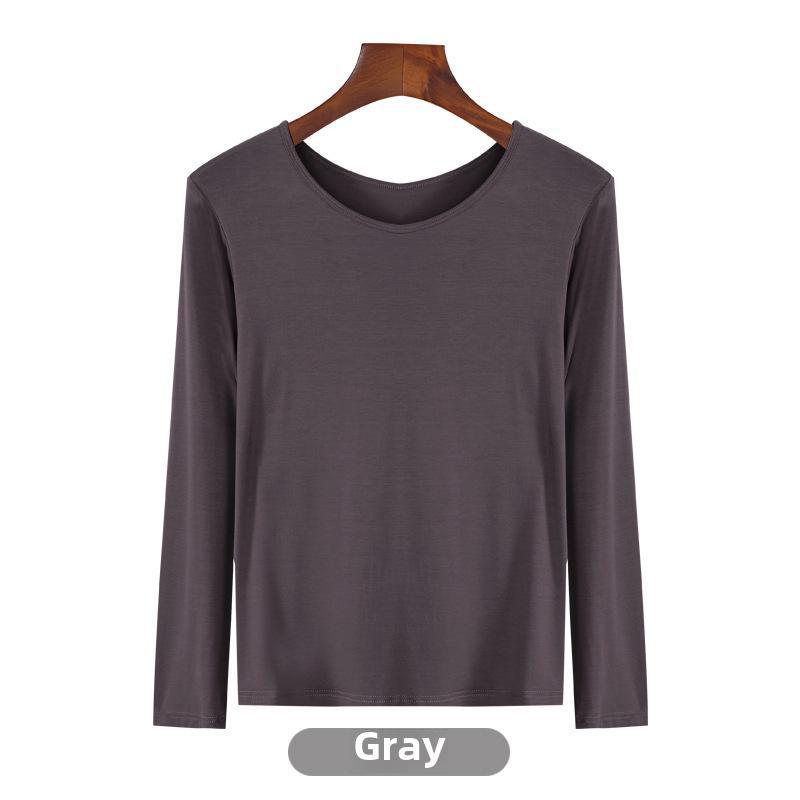 Korean Half-High Collar Slim Fit Modal T-Shirt - Long-Sleeve Solid Color Top