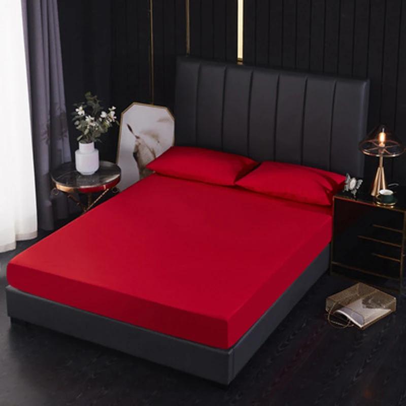Waterproof Bed Mattress Cover Elastic Solid Color Fitted Bed Sheet Super Soft Microfiber Sheet Covers for Bed Queen King